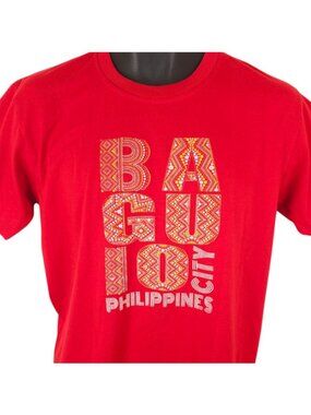 Baguio Philippines T Shirt Mens Size Medium Red Travel Destination Tee